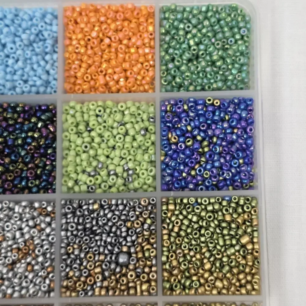 Mixed Color Jewelry Making Bead Assortment in Organizer Case Glass Plastic Craft